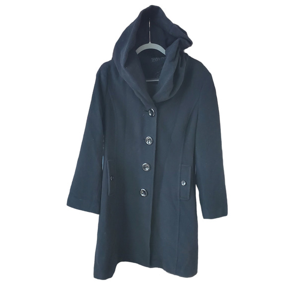 Gerry Weber Jackets & Blazers - Gerry Weber Black Wool & Cashmere Hooded Coat Size 10